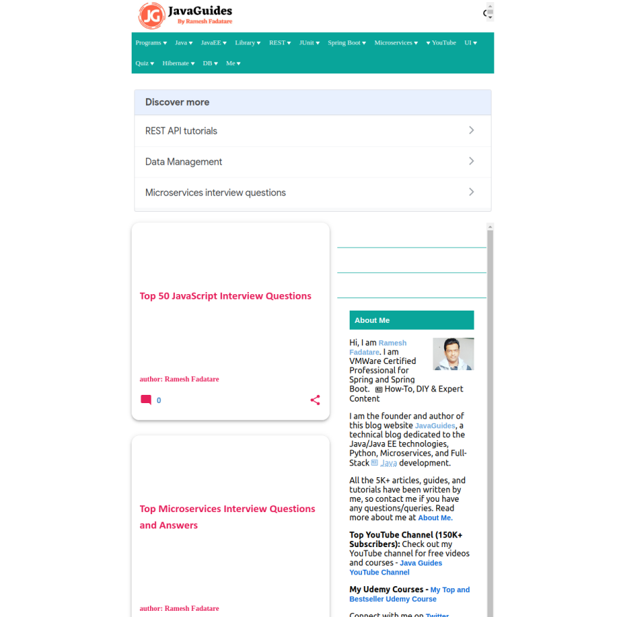 javaguides.net homepage screenshot