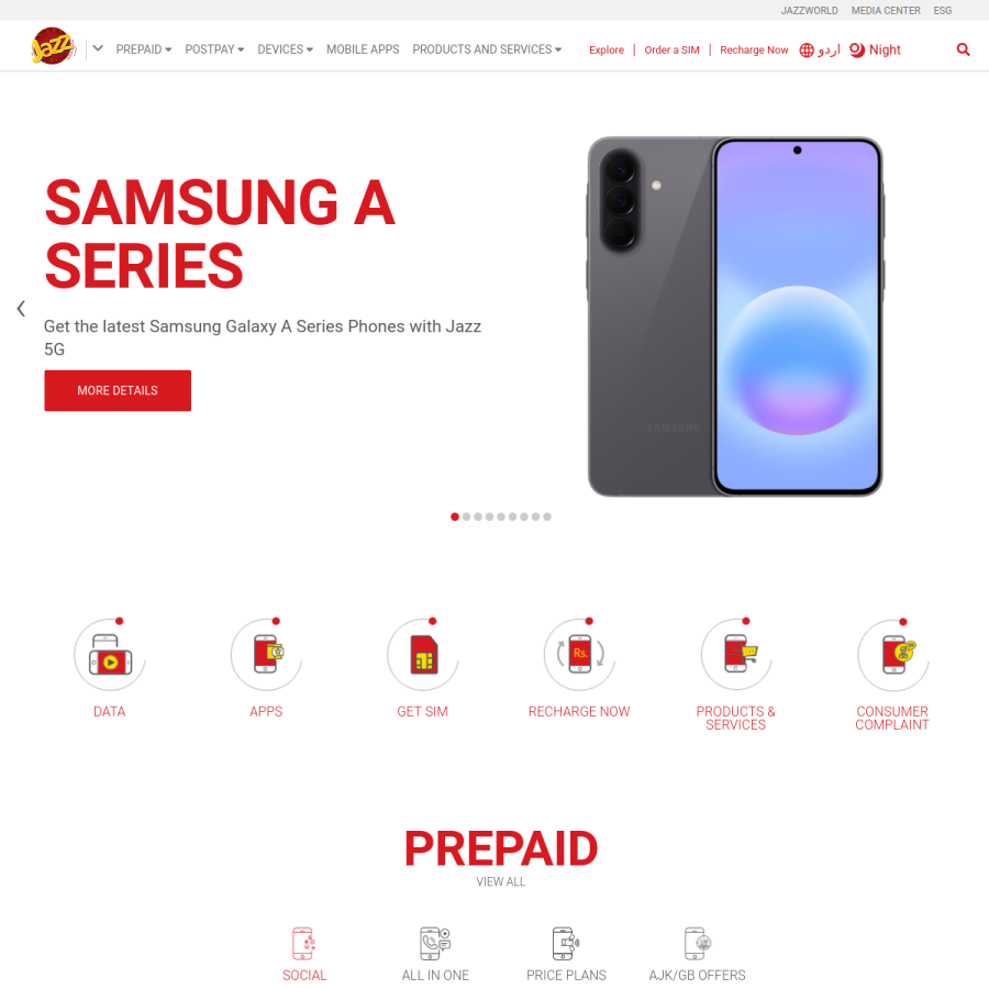 jazz.com.pk homepage screenshot