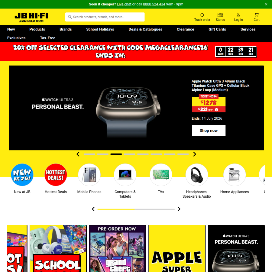 jbhifi.co.nz homepage screenshot
