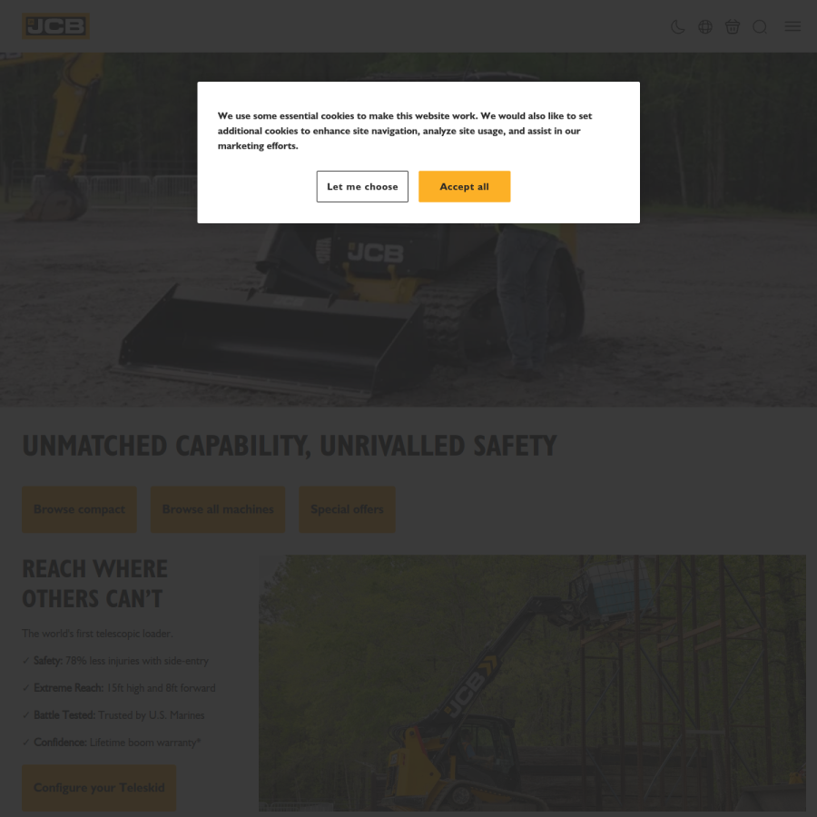 jcb.com homepage screenshot
