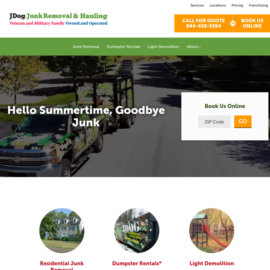 jdogjunkremoval.com homepage screenshot