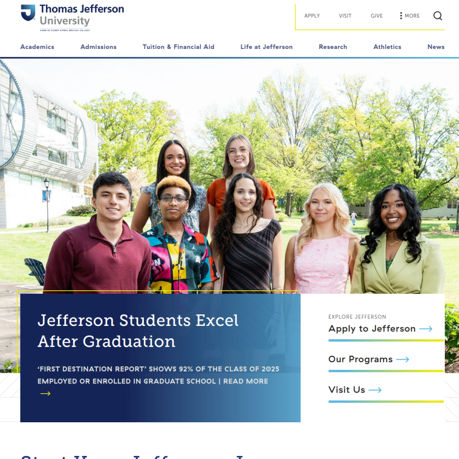 jefferson.edu homepage screenshot