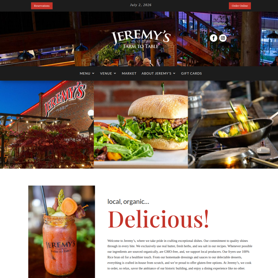 jeremysfarmtotable.com homepage screenshot