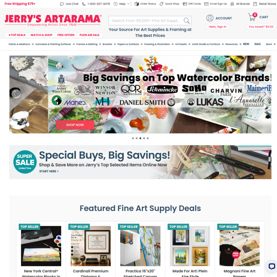 jerrysartarama.com homepage screenshot