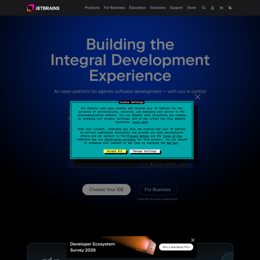 jetbrains.com homepage screenshot
