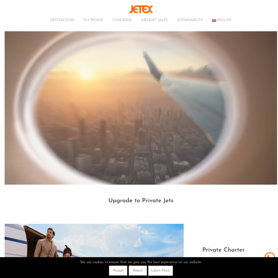 jetex.com homepage screenshot