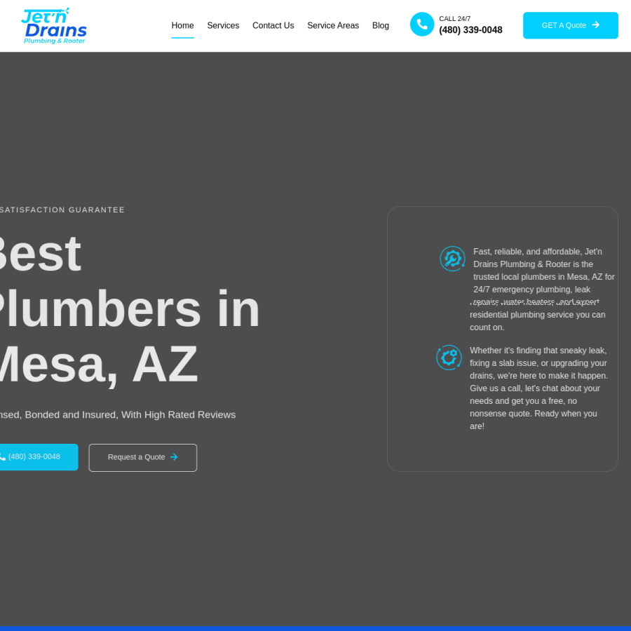 jetndrainsmesa.com homepage screenshot