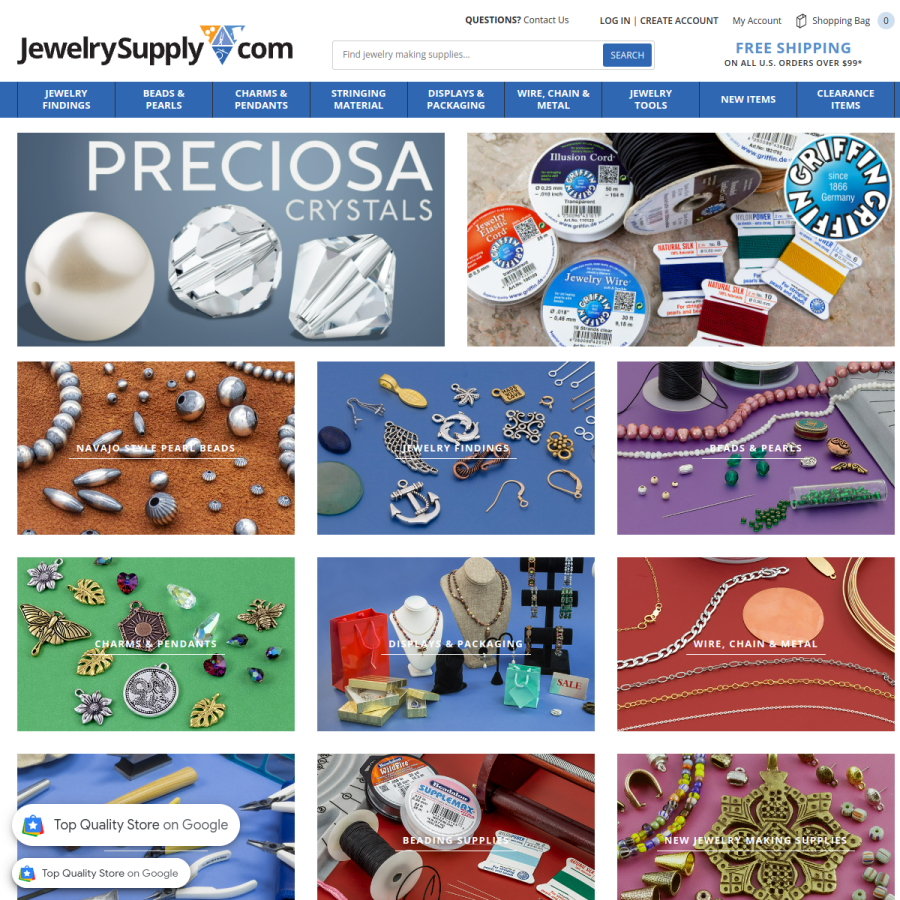 jewelrysupply.com homepage screenshot