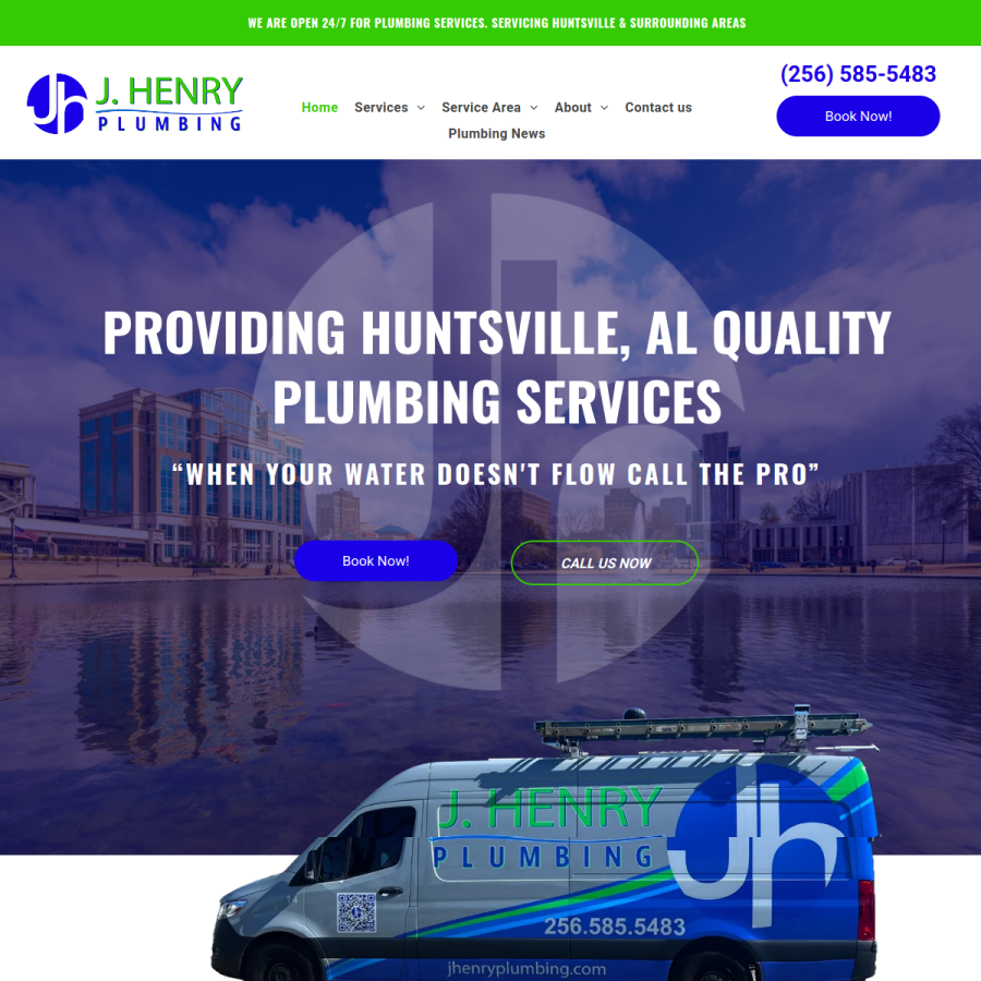 jhenryplumbing.com homepage screenshot