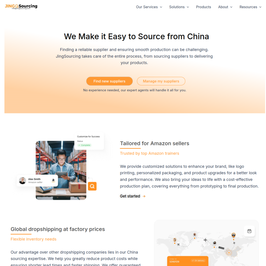 jingsourcing.com homepage screenshot