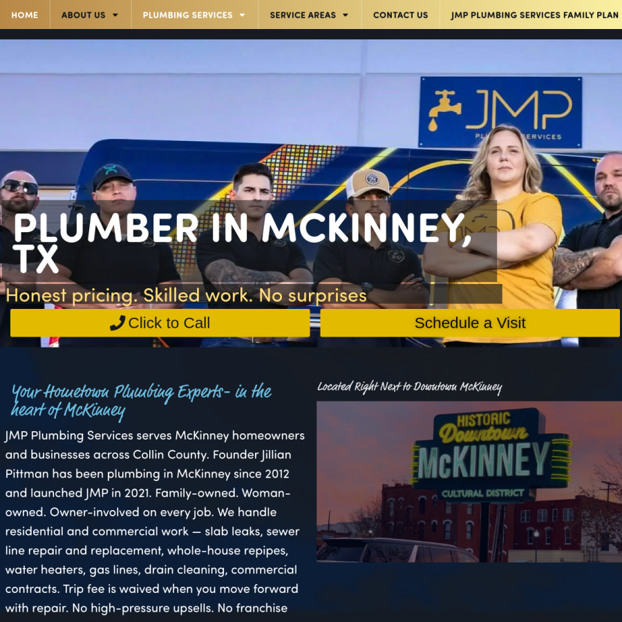jmpplumbingservices.com homepage screenshot