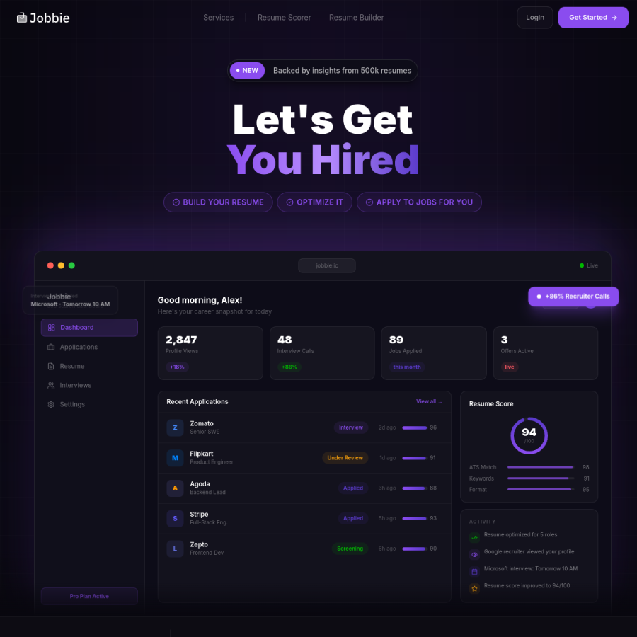 jobbie.io homepage screenshot