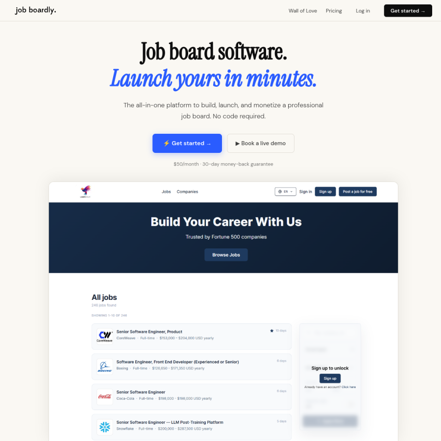 jobboardly.com homepage screenshot