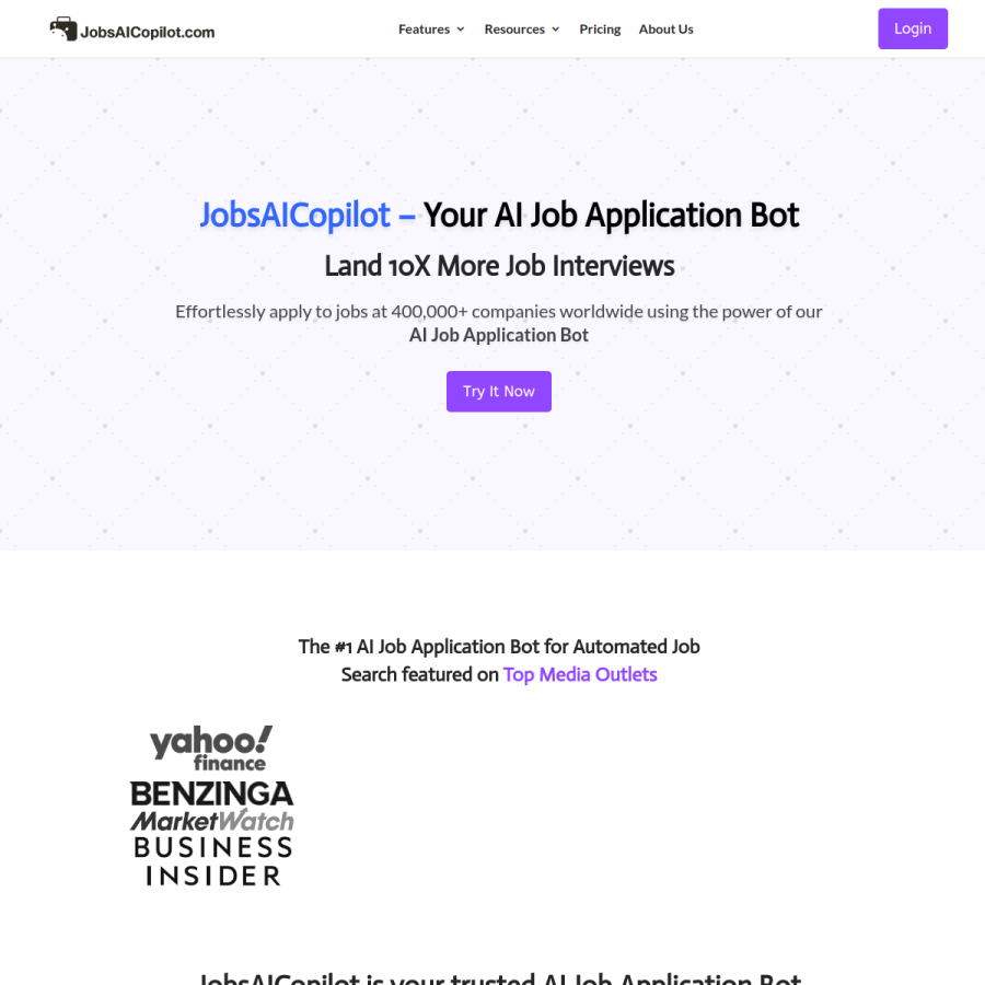 jobsaicopilot.com homepage screenshot
