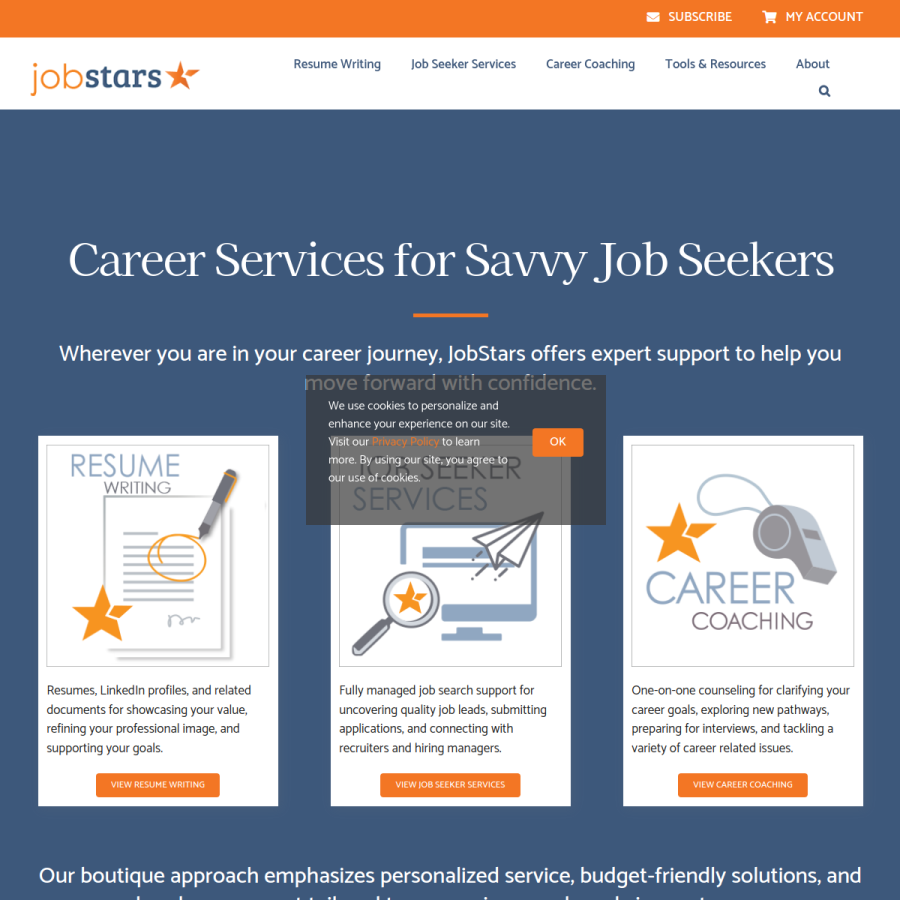 jobstars.com homepage screenshot