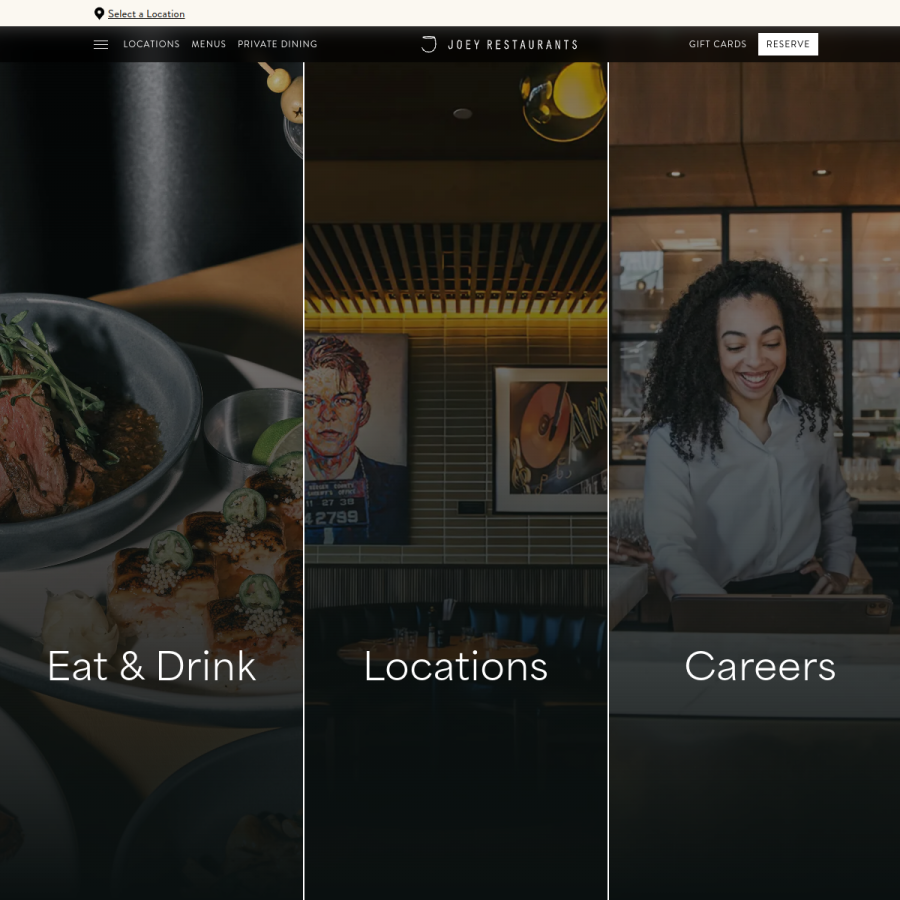 joeyrestaurants.com homepage screenshot