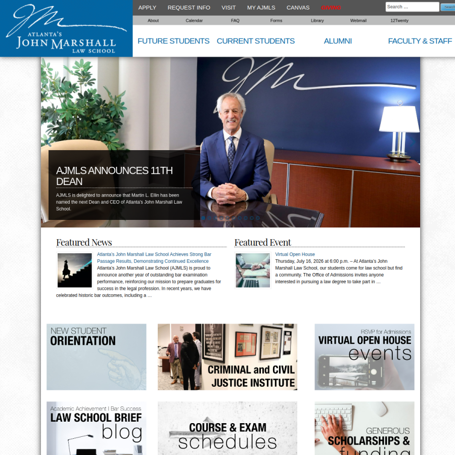 johnmarshall.edu homepage screenshot
