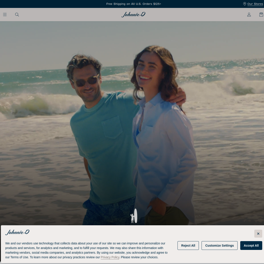 johnnie-o.com homepage screenshot