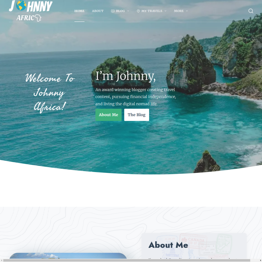 johnnyafrica.com homepage screenshot