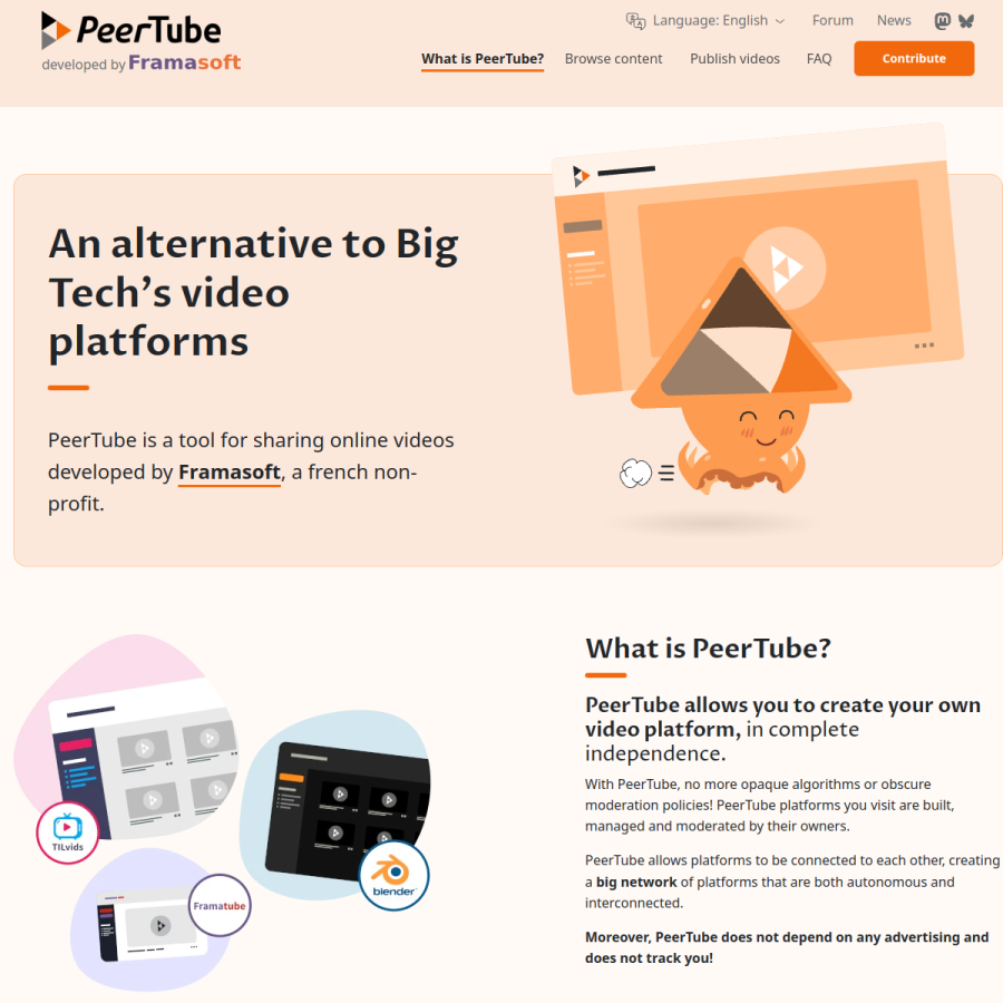 joinpeertube.org homepage screenshot