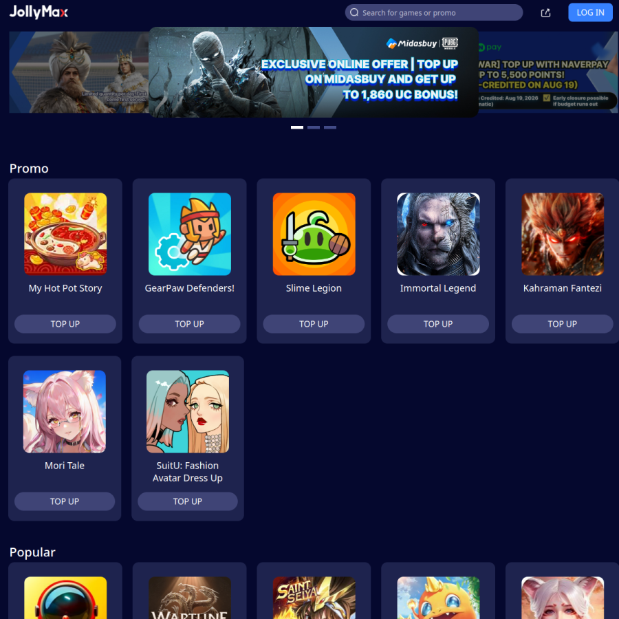 jollymax.com homepage screenshot