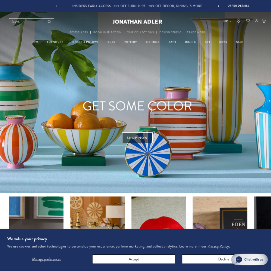 jonathanadler.com homepage screenshot