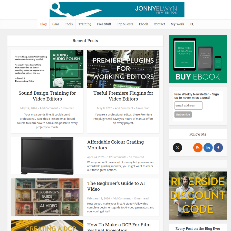 jonnyelwyn.co.uk homepage screenshot