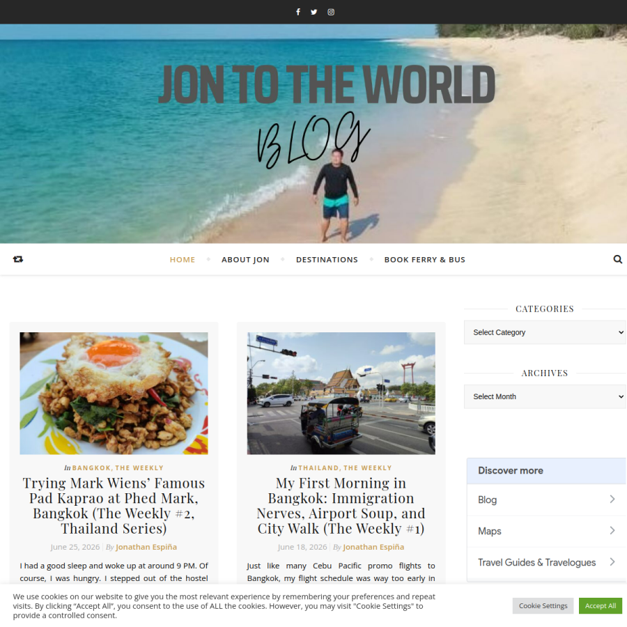 jontotheworld.com homepage screenshot