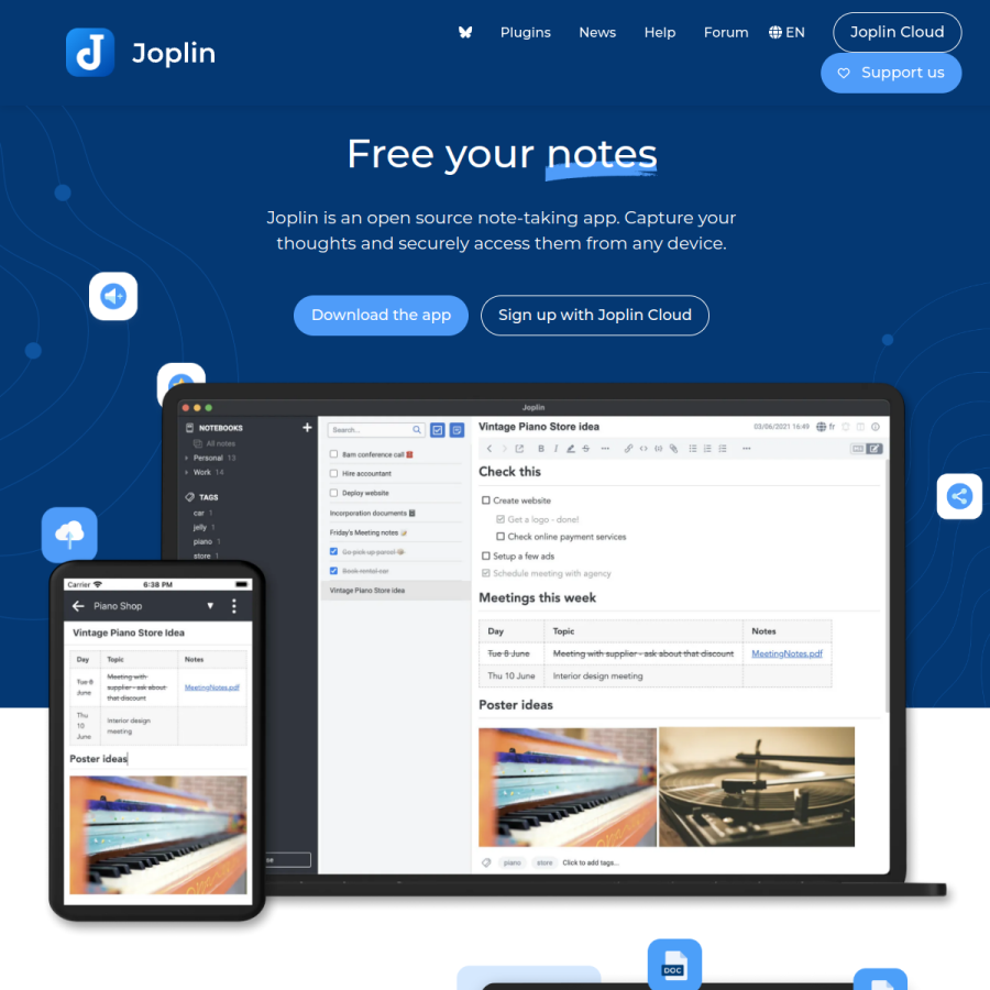 joplinapp.org homepage screenshot
