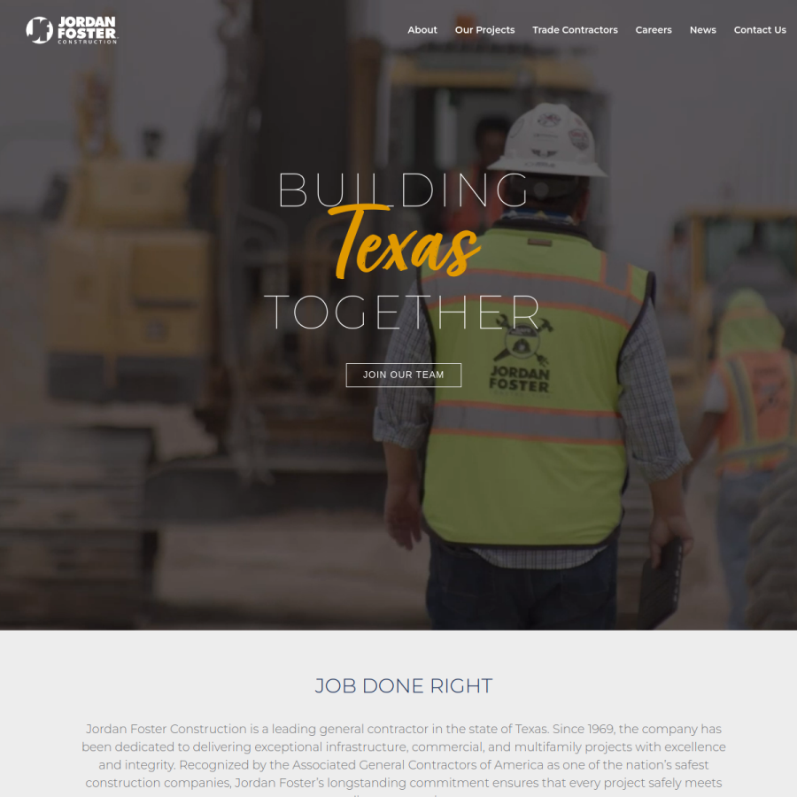 jordanfosterconstruction.com homepage screenshot