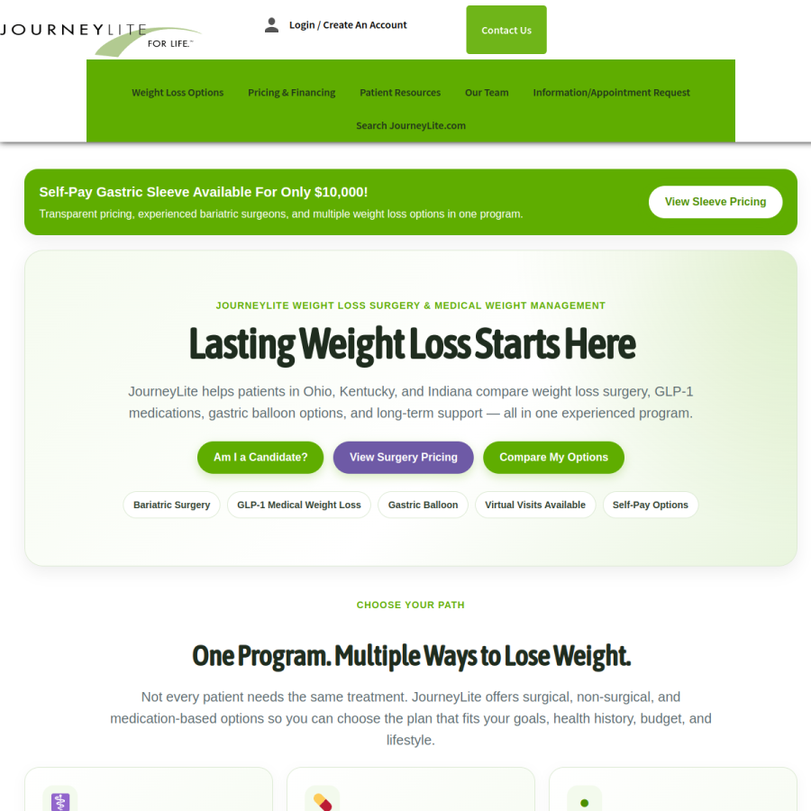 journeylite.com homepage screenshot