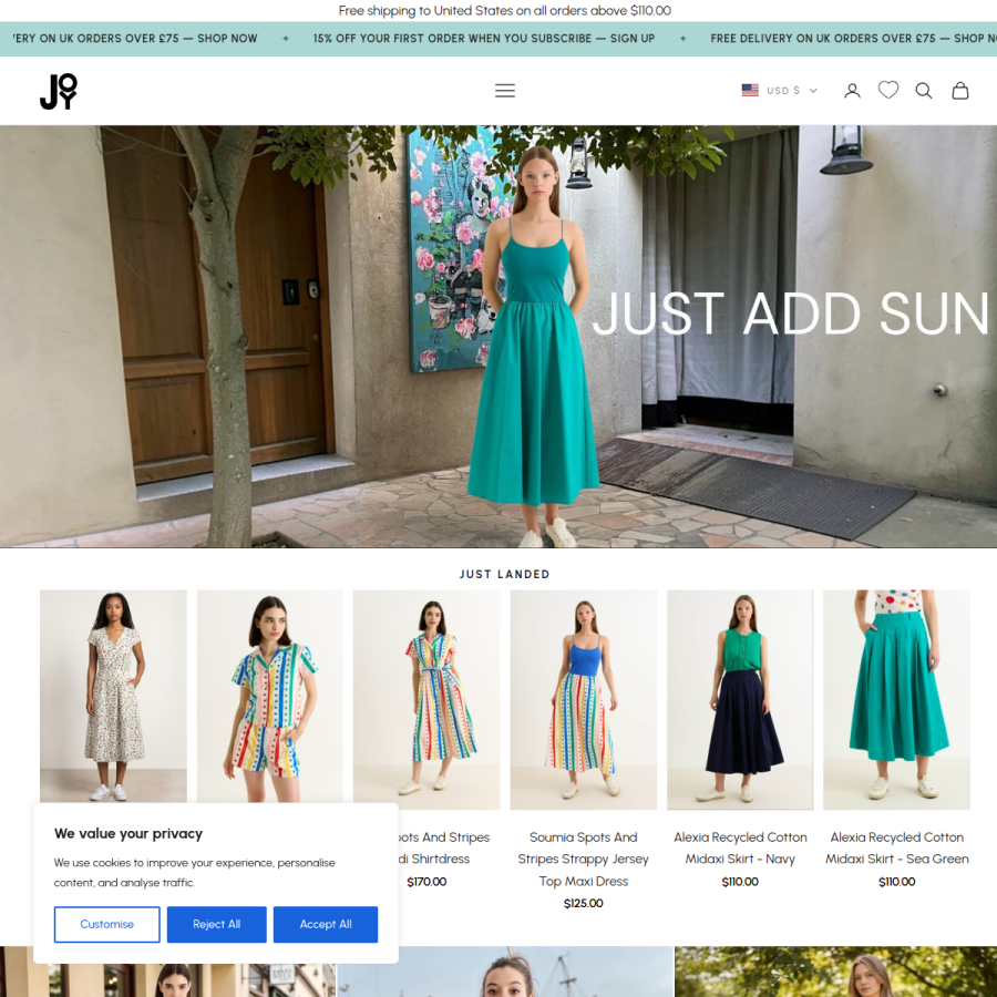 joythestore.com homepage screenshot