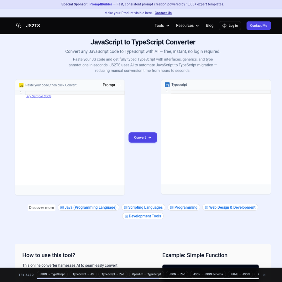 js2ts.com homepage screenshot