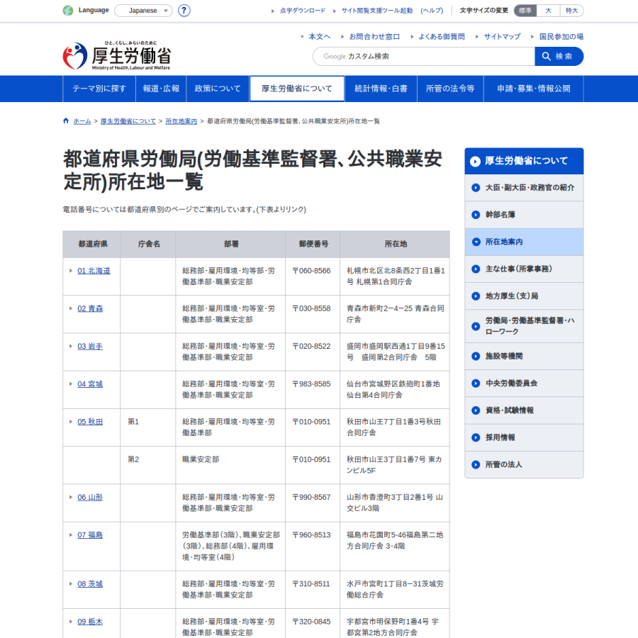 jsite.mhlw.go.jp homepage screenshot