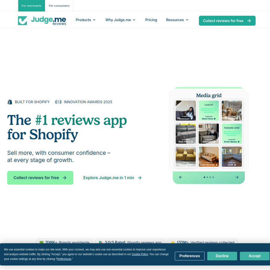 judge.me homepage screenshot