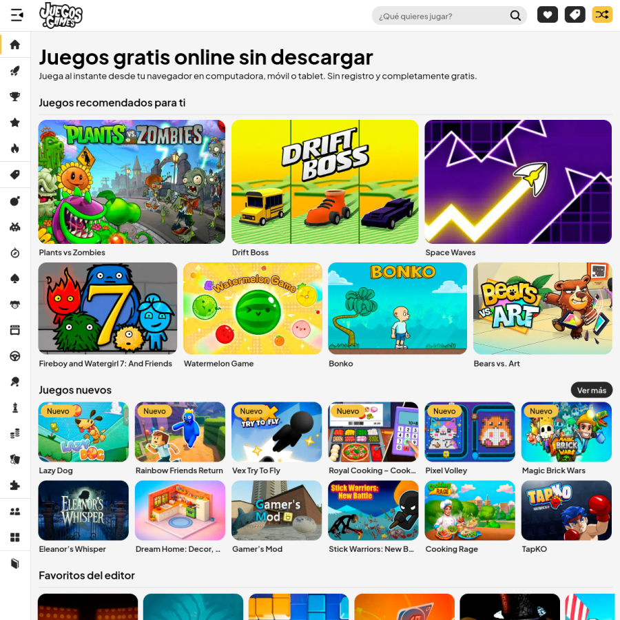 juegos.games homepage screenshot