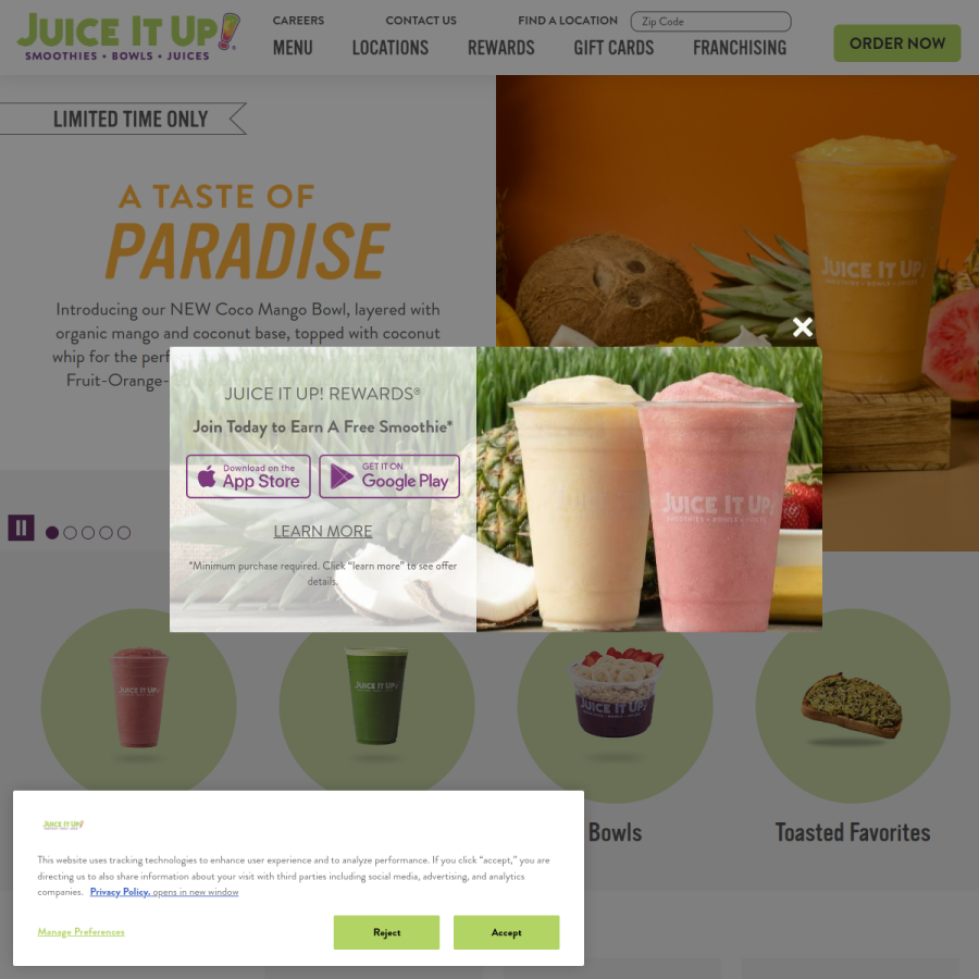 juiceitup.com homepage screenshot