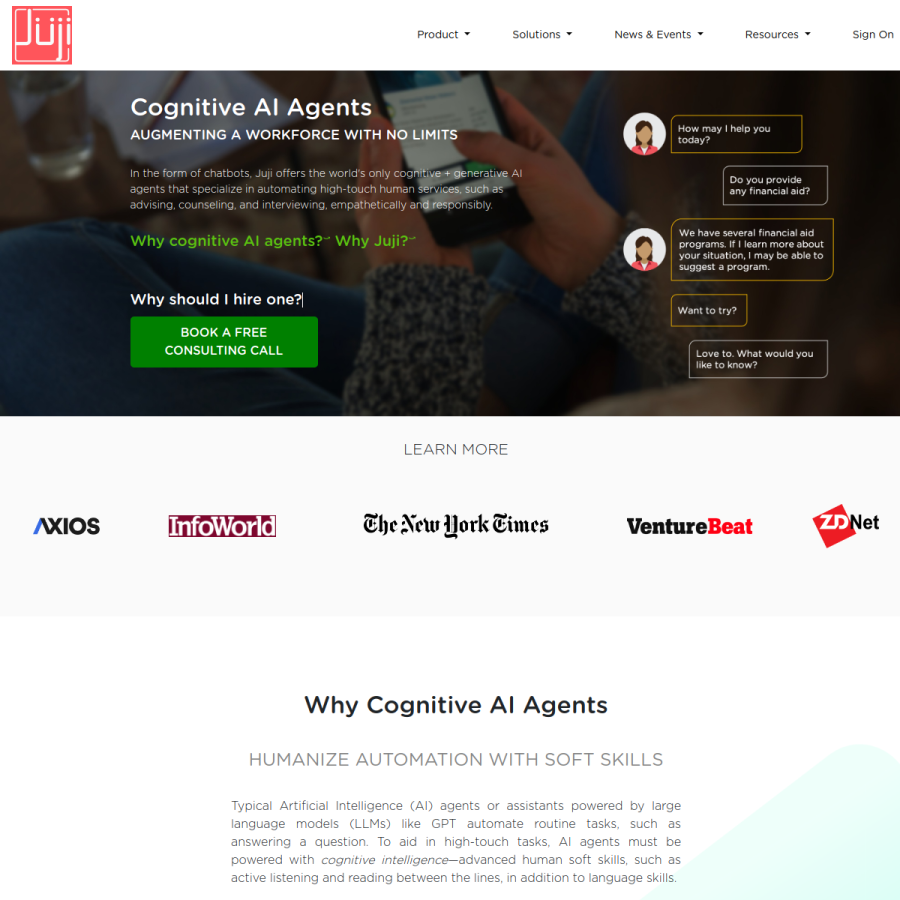 juji.io homepage screenshot