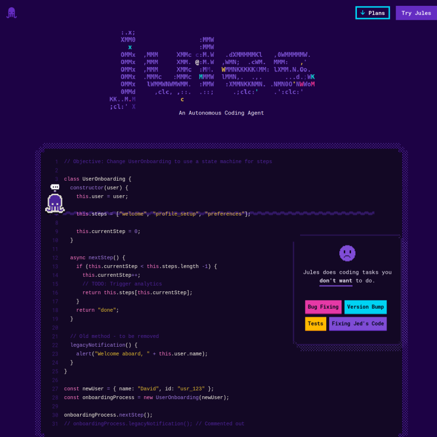jules.google homepage screenshot