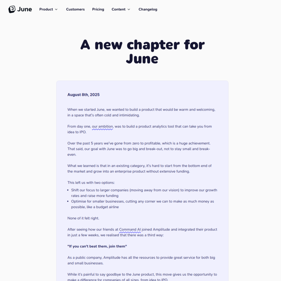 june.so homepage screenshot