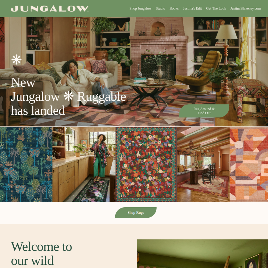 jungalow.com homepage screenshot
