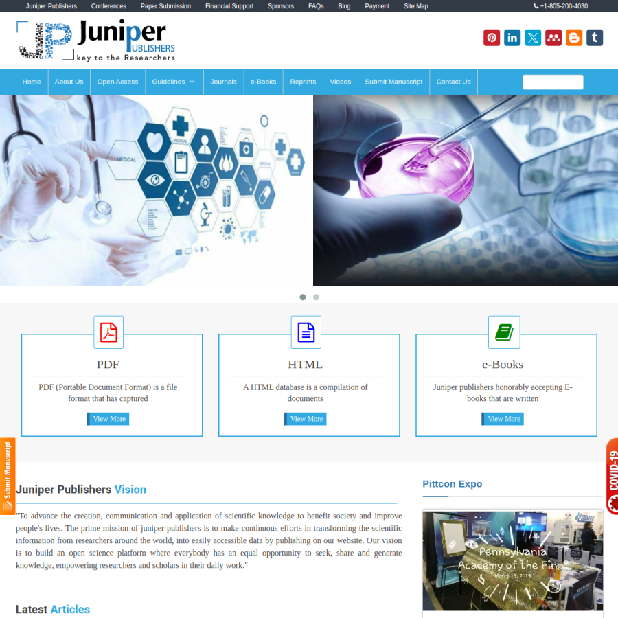 juniperpublishers.com homepage screenshot