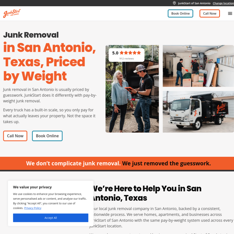 junkstartsanantonio.com homepage screenshot