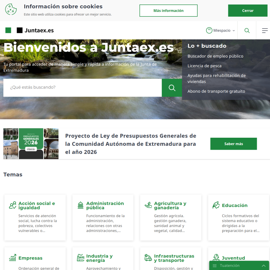 juntaex.es homepage screenshot
