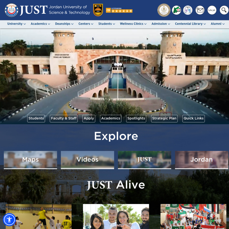 just.edu.jo homepage screenshot