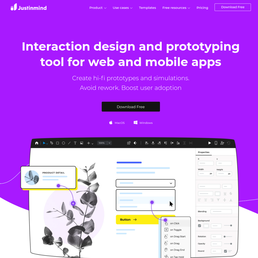 justinmind.com homepage screenshot