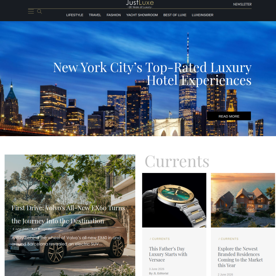 justluxe.com homepage screenshot