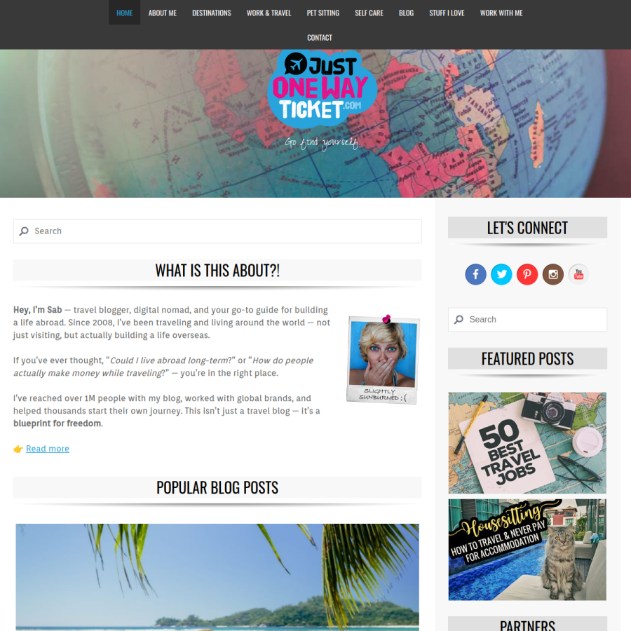 justonewayticket.com homepage screenshot