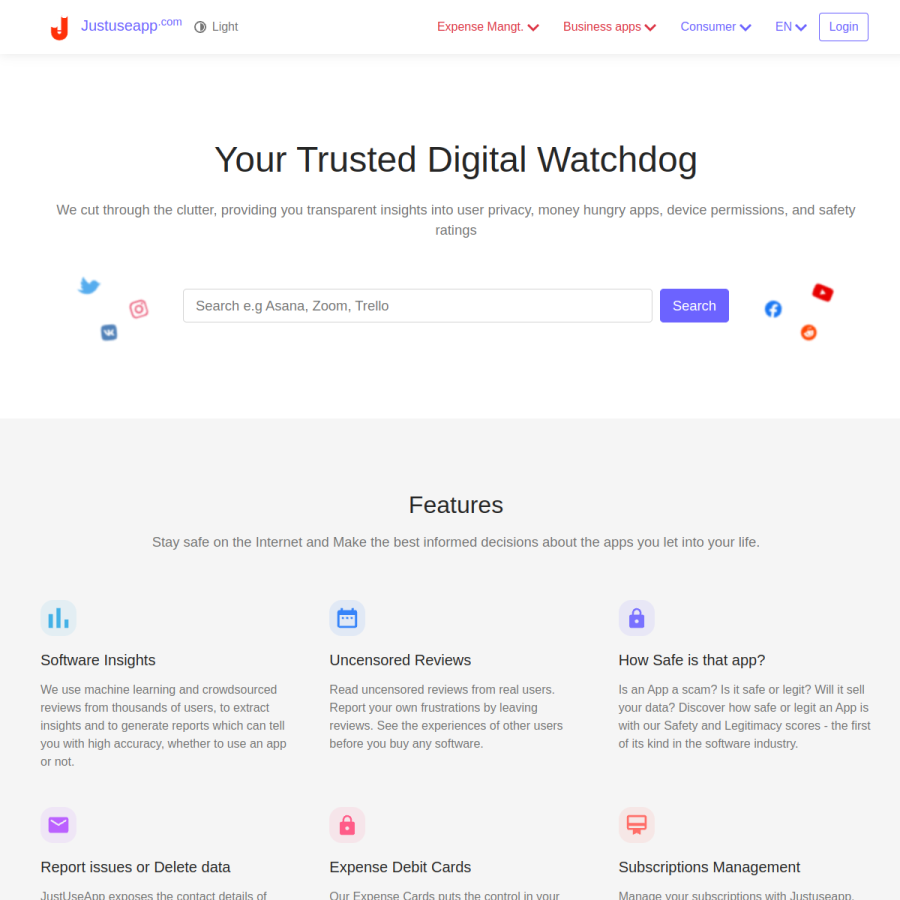 justuseapp.com homepage screenshot
