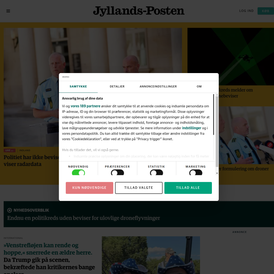 jyllands-posten.dk homepage screenshot